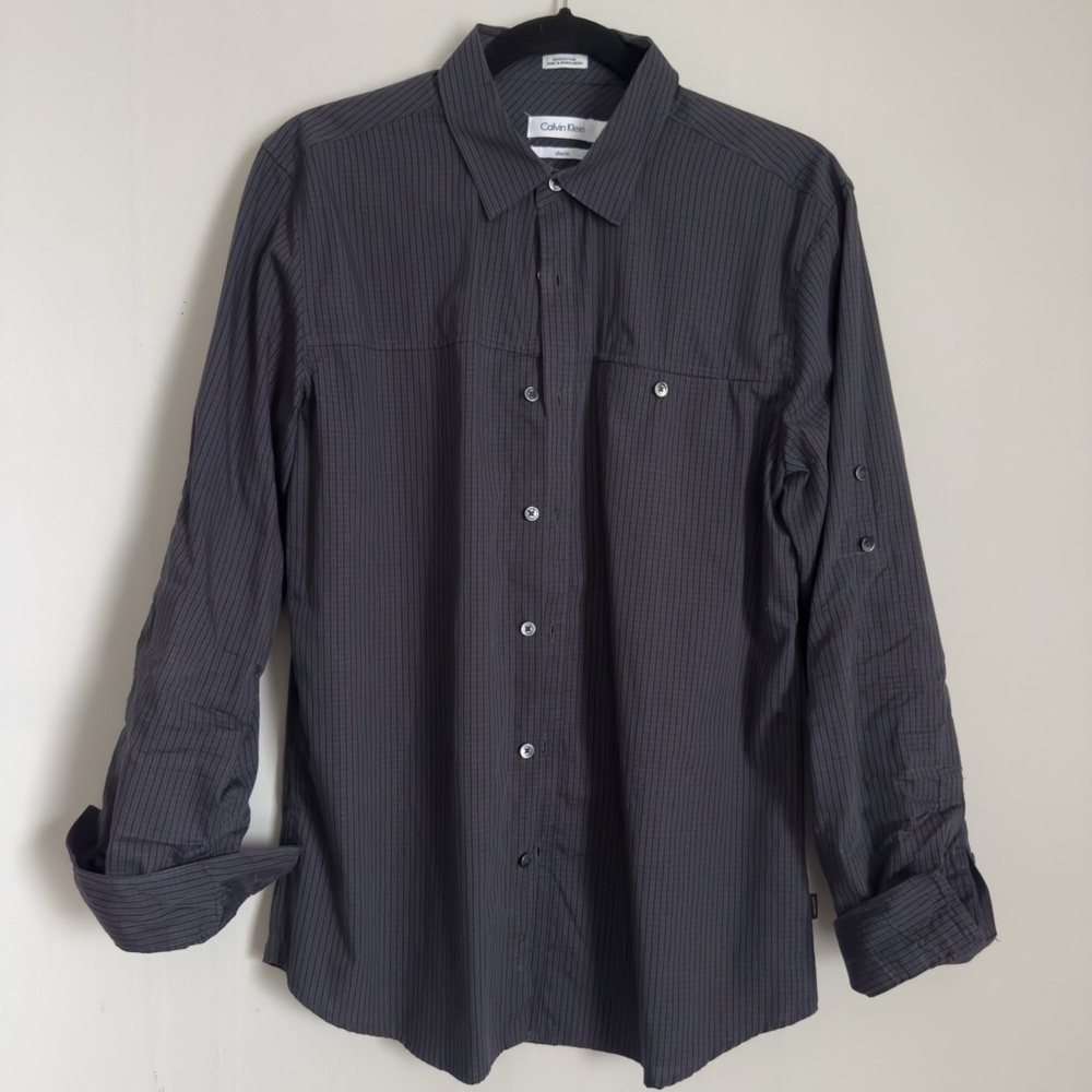 Calvin Klein Men's Charcoal Button Down Shirt